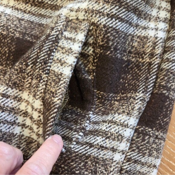 Distortion Men's Plaid Sherpa Hoodie Jacket Brown & White Size S Cozy Warm Fall - Picture 8 of 9